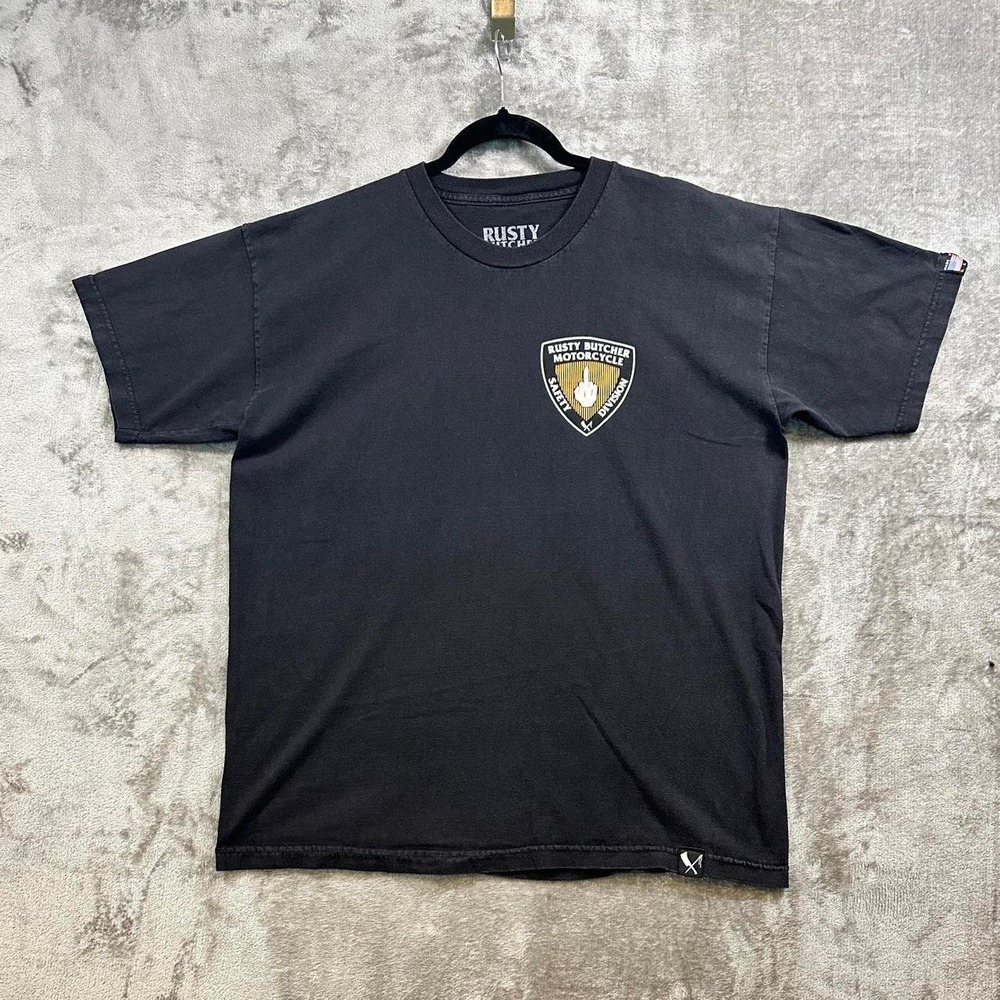 Rusty Butcher Motorcycle T-Shirt XL Black | Biker Graphic Tee Watch Out USA Made